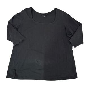Jessica London Women's Plus Size Black Stretch Cotton Scoop Neck Tee 18/20